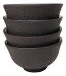 Brown Textured Surface Japanese Tetsubin Style Cast Iron Mini Tea Cups Set of 4