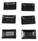 Pack Of 6 Ridged Matte Black Melamine Rectangular Condiment Sauce Dish 2oz