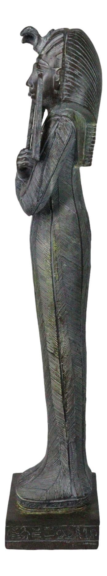 Ancient Egyptian Pharaoh Sarcophagus Mummy With Crook and Flail Figurine 16"H