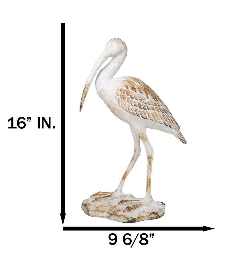 Nautical Marine Scarlet Ibis Distressed Faux Wood Finish Sculpture Decor 16"H