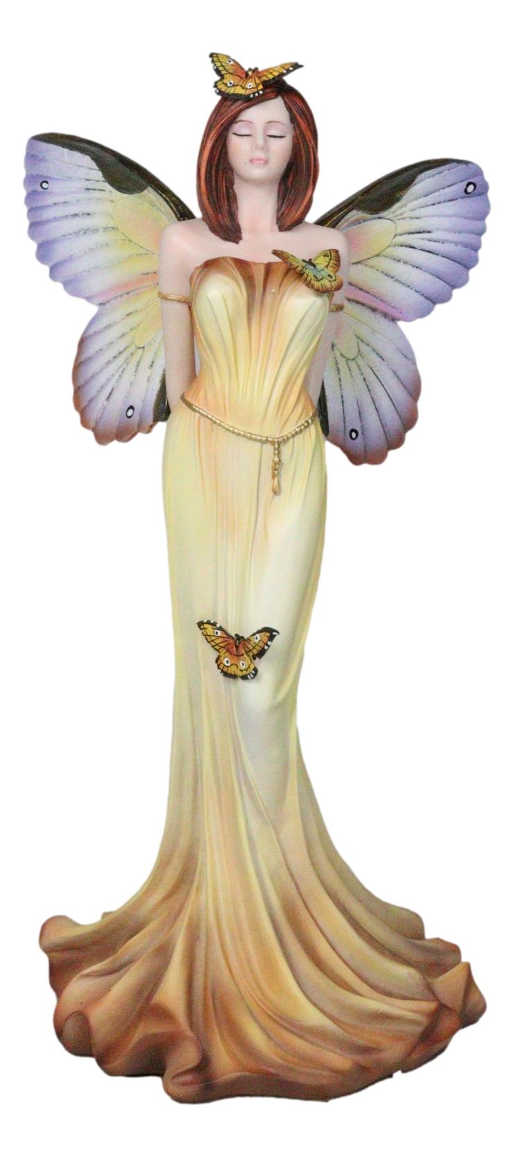 Whimsical Garden Spring Monarch Butterfly Fairy Standing Eyes Closed Figurine