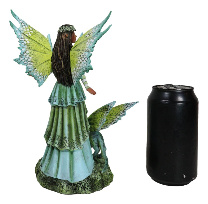 Amy Brown Fantasy Ebony Fairy Jewel Of The Forest With Pet Camo Dragon Figurine