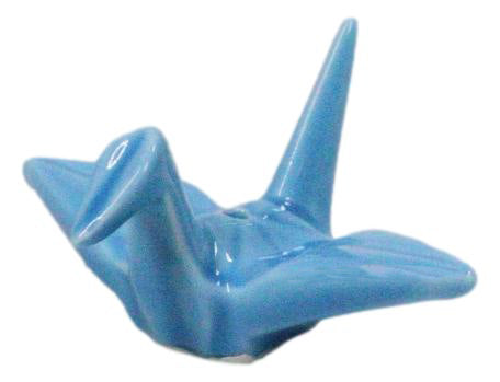 Ebros Set of 4 Ceramic Blue Japanese Origami Crane Incense Stick Holders