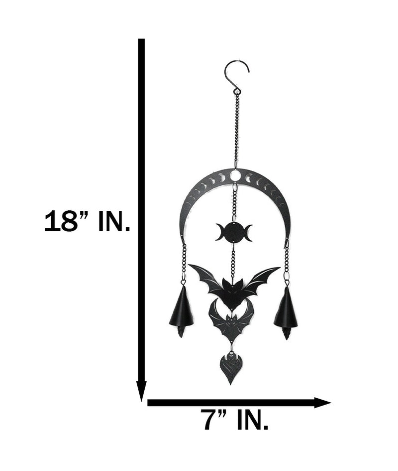 Macabre Dark Evolution Flying Bats With Phases Of The Moon Hanging Decoration