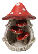 Fairy Garden Red Spotted Toadstool Mushroom Cottage Backflow Incense Burner
