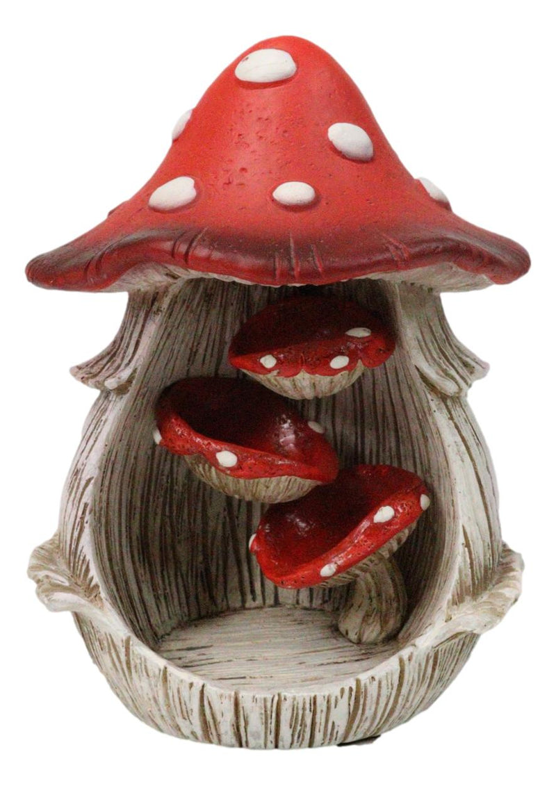 Fairy Garden Red Spotted Toadstool Mushroom Cottage Backflow Incense Burner