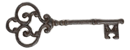 Set of 6 Rustic Vintage Cast Iron Antique Heart Scroll Victorian Keys Wall Decor - Ebros Gift