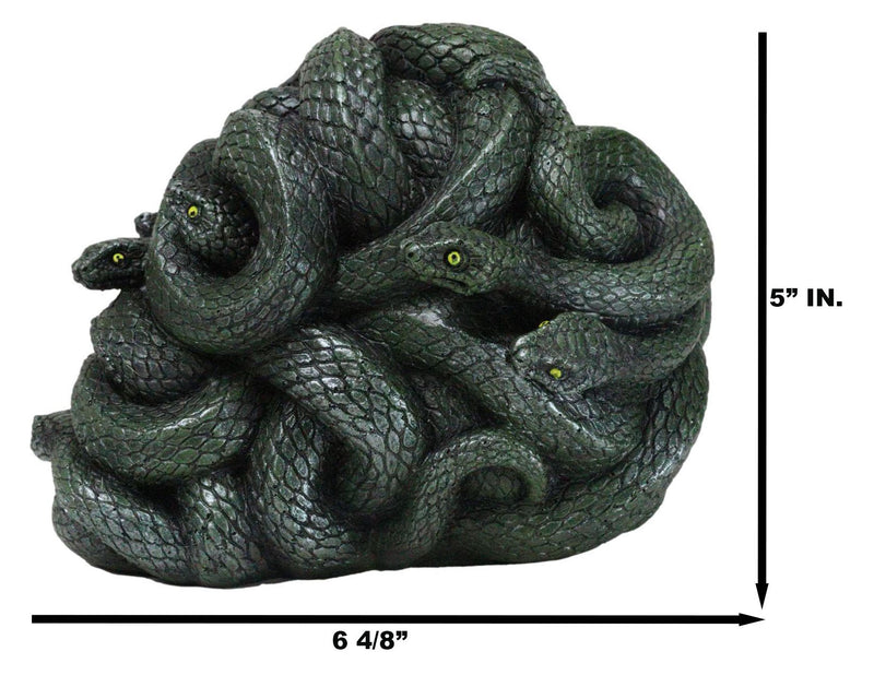 Aztec Quetzalcoatl Green Slithering Snake Serpents Cranium Skull Figurine