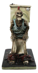 Still Constipated Funny Red Punk Mohawk Skeleton on Bathroom Toilet Figurine