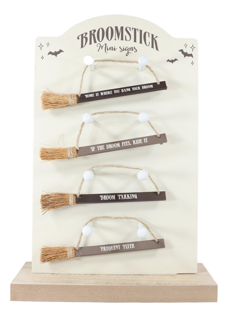Halloween Novelty Witchcraft Witch Broomsticks Funny Signs Ornaments Pack Of 4
