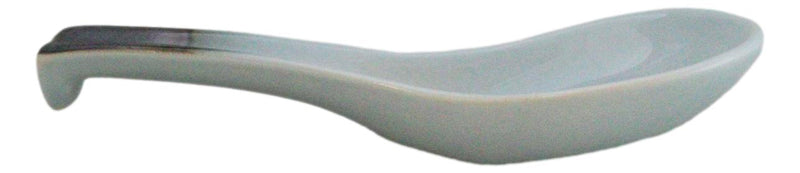 Pack of 6 Seikai Blue Sky Collection Ceramic Asian Soup Spoons With Hook 5.75"L