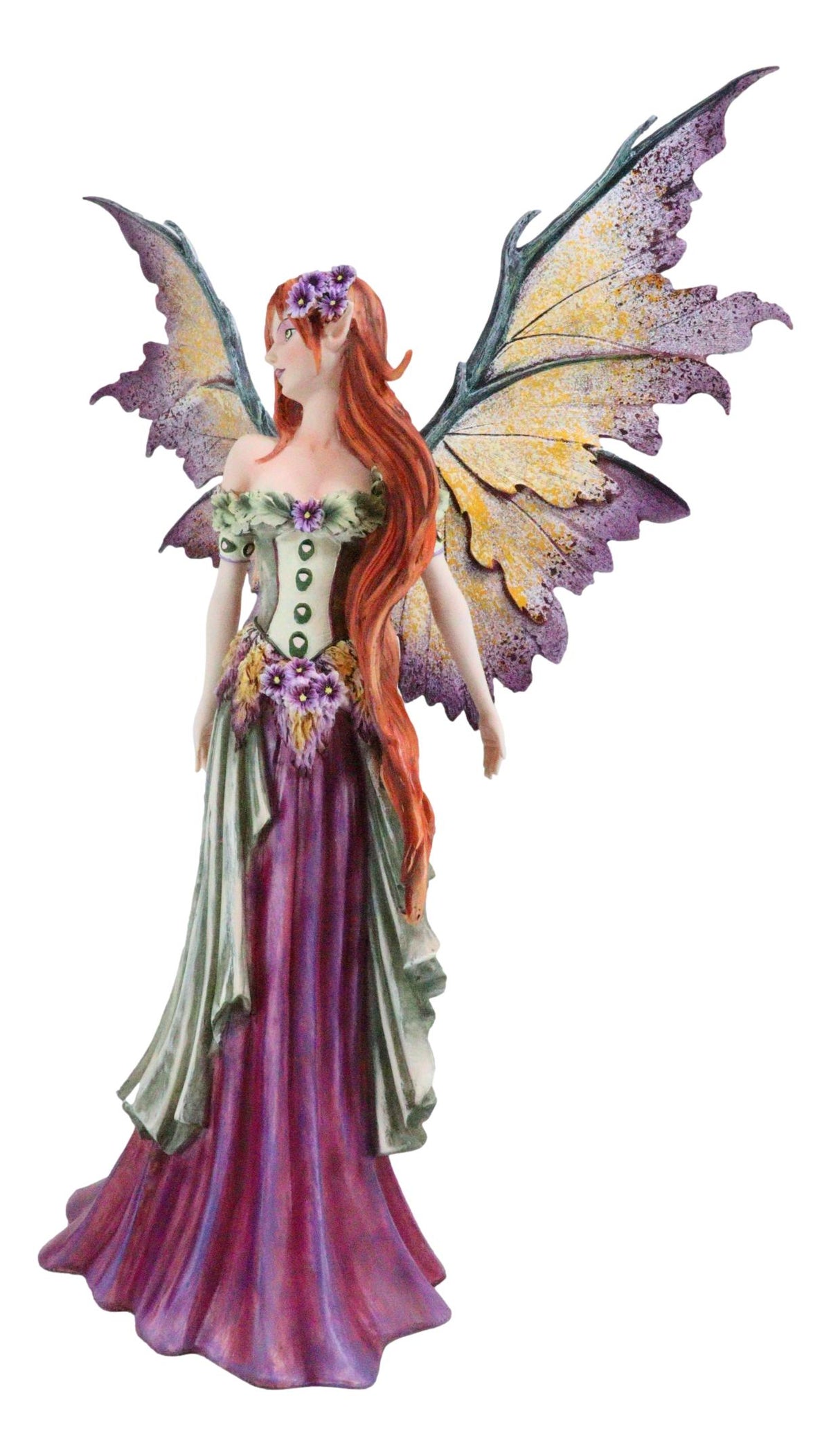 Amy Brown Large Summer Fairy Queen With Flower Adornment Statue Garden Fairies - Ebros Gift