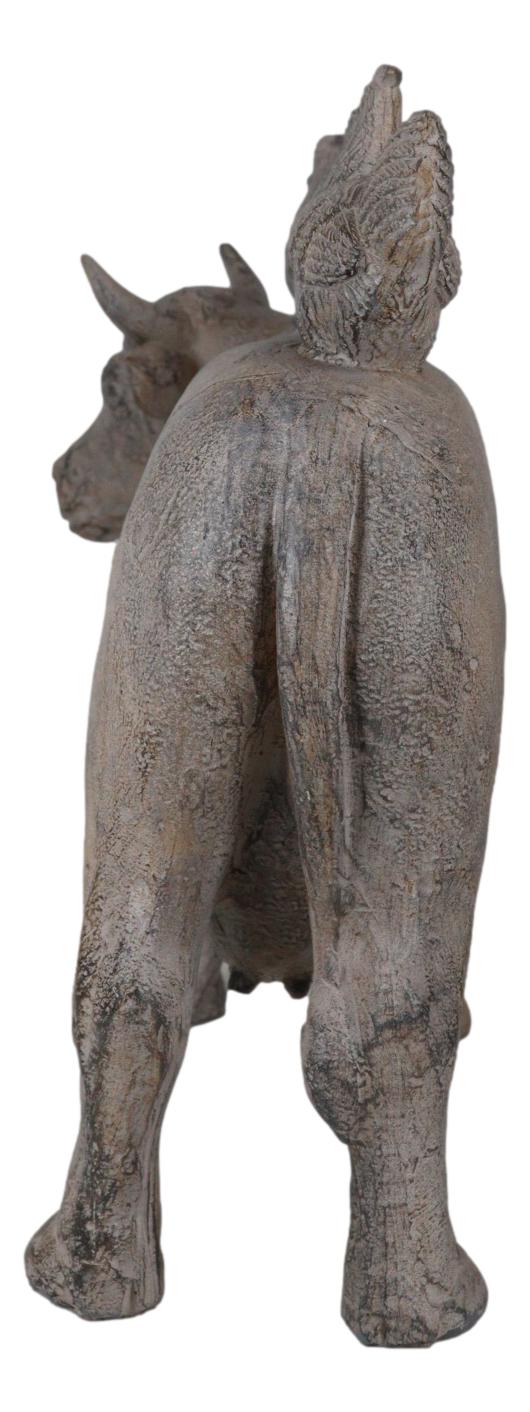 Rustic Vintage Farmhouse Chickens Hens Marching On Holstein Cow Back Figurine