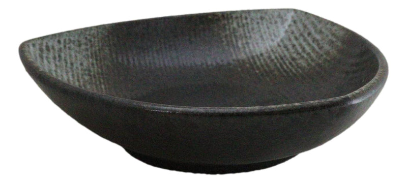Set Of 5 Charcoal Grey Hakumu Ceramic Appetizer Salad Triangular Deep Plates