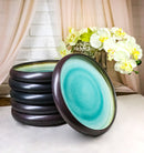 Pack Of 6 Green Midori Kannyu Blue Sky Porcelain Wavy Round Deep Plates 9"D