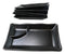 Pack Of 6 Ridged Matte Black Melamine 2 Partitions Rectangular Sushi Plates