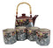 Maroon Grey Tombo Dragonfly With Flowers Hexagonal Teapot With 4 Tea Cups Set