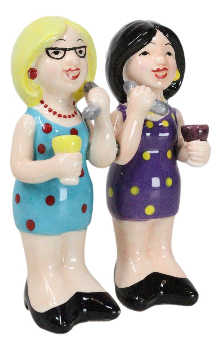 Ceramic Gossiping Phoney Friends Wine And Whine Party Salt Pepper Shakers Set