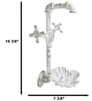 Cast Iron Antiqued White Spigot Faucet Bird On Flower Wall Bird Feeder Bath 16"H