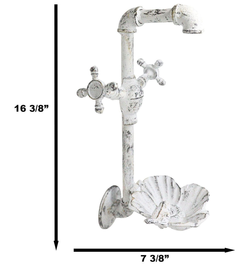 Cast Iron Antiqued White Spigot Faucet Bird On Flower Wall Bird Feeder Bath 16"H
