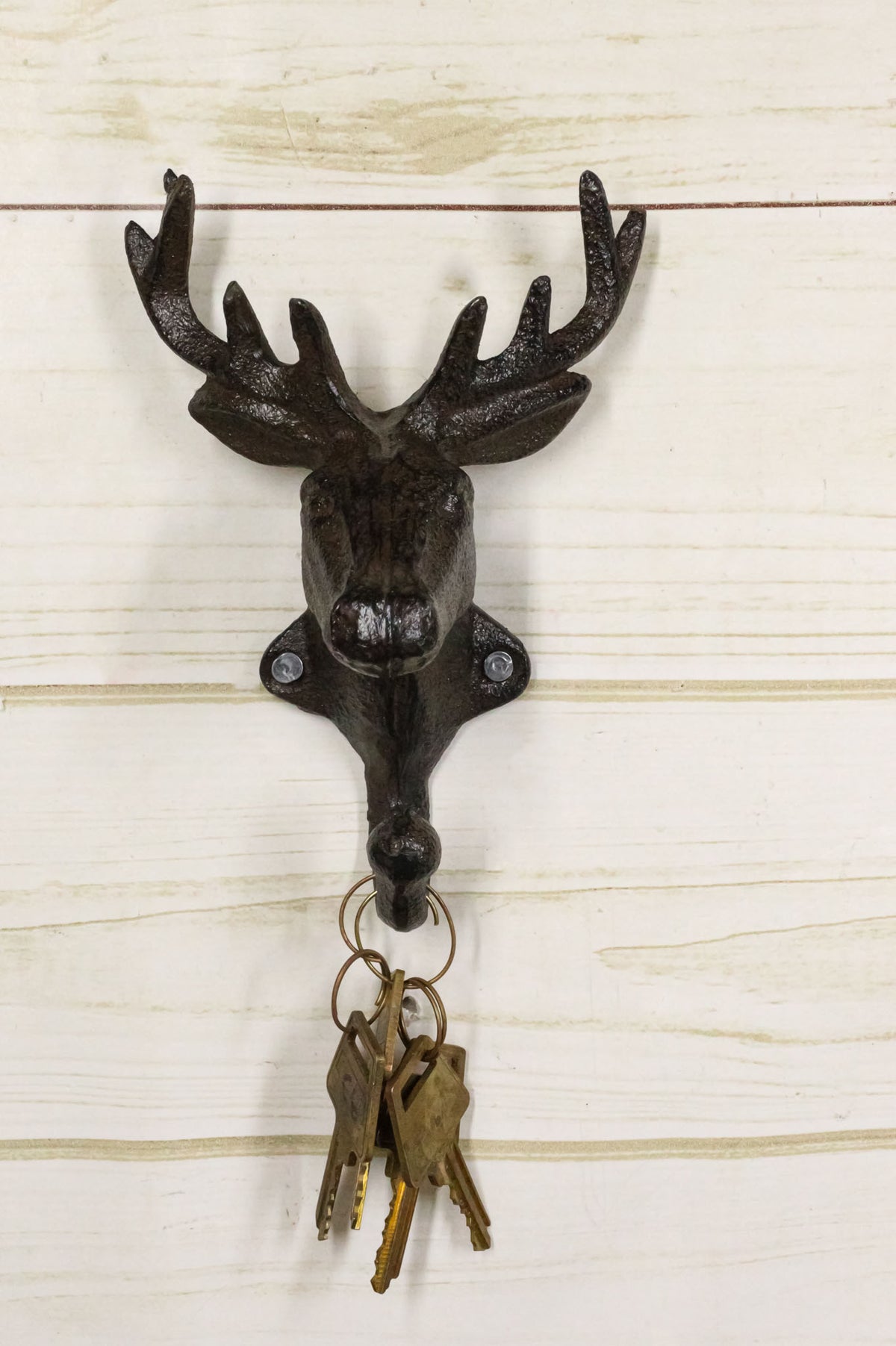 Pack Of 2 Cast Iron Rustic Elk Deer Head With Antlers Wall Coat Hook Sculptures