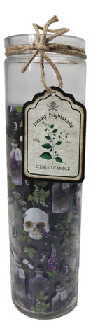 Pack of 2 Skulls and Poisonous Plants Scented Tube Candles in Glass Jars 8"H