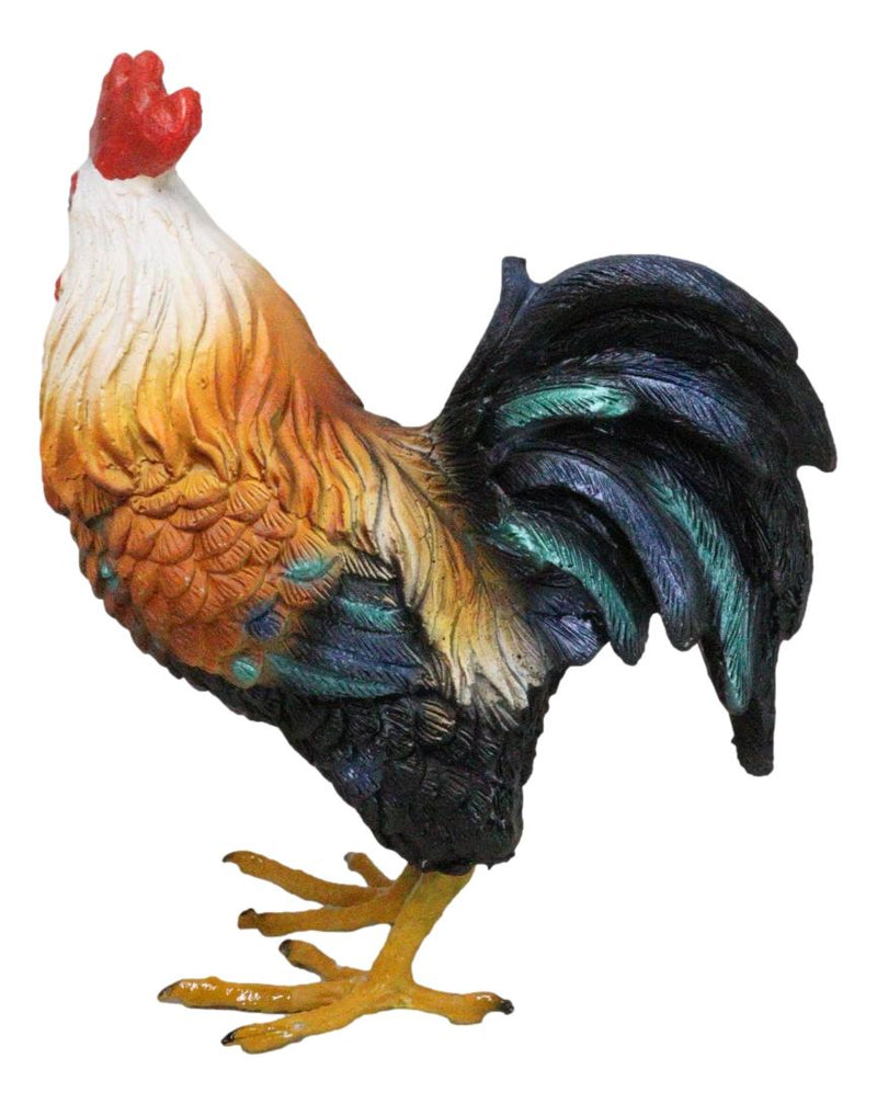 Rustic Western Country Farm White Breasted Chicken Rooster Figurine 5.25"Tall