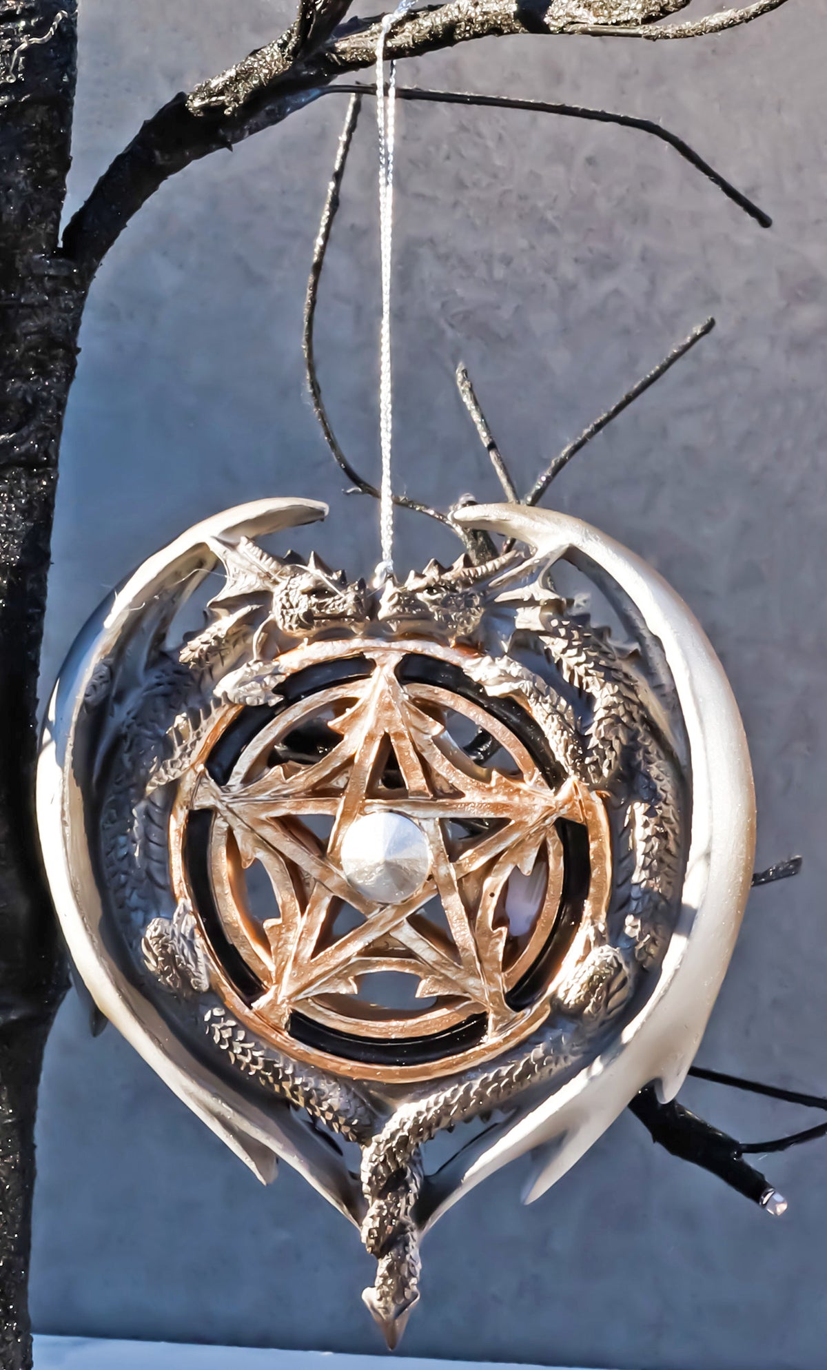 Anne Stokes Fantasy Pentagram Time Magic Dragons Tree Hanging Ornament Figurine