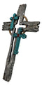 Rustic Western Faux Distressed Wood Rope Wreath Turquoise Layered Wall Cross
