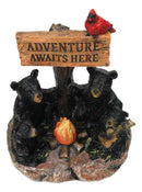 Cabin Companion Black Bear Family Camping Adventure Waits Here Sign Figurine