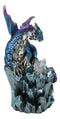Blue Ocean Atlantis Dragon Perching On Crystal Rock Cavern Small Figurine