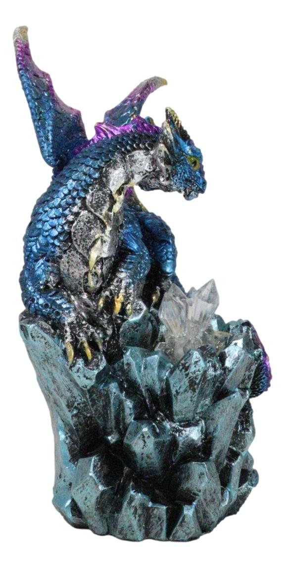 Blue Ocean Atlantis Dragon Perching On Crystal Rock Cavern Small Figurine