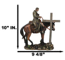 Western Cowboy in Solemn Prayer On Horse By Faded Cross And Cactus Figurine