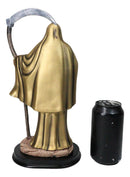 Gold Robe Santa Muerte With Scythe Patroness Of Wealth Decorative Figurine 12"H