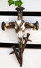 Rustic Western Barbed Wires Cow Skull With 3 Spike Nails Crosses Wall Cross