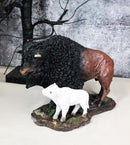 Native American Bison Buffalo Father with White Calf Decorative Figurine 8.5"L