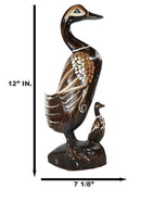 Balinese Wood Handicrafts Waterfront Mother Duck & Duckling Figurine 16.5"Long