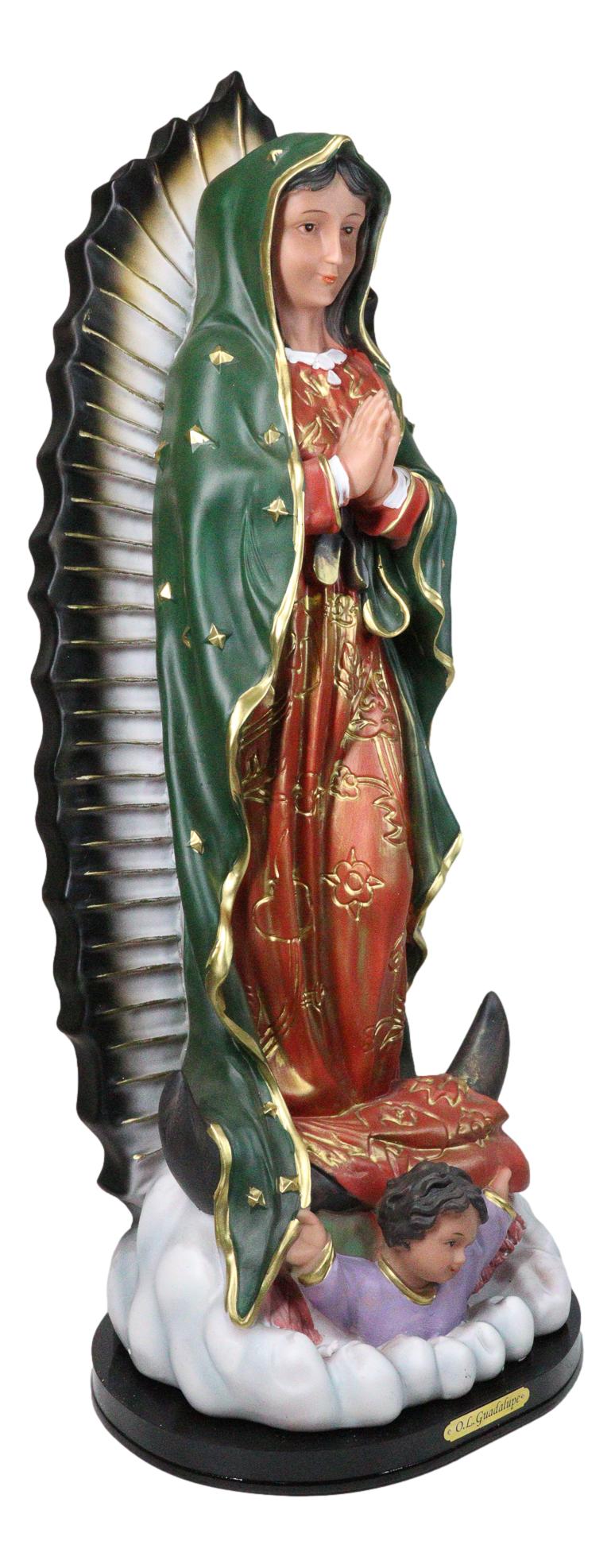 Blessed Virgin Our Lady of Guadalupe Statue with Brass Name Plate Base 24" Tall