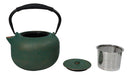 Green Gold Tokusa Vertical Lines Design Tetsubin Larger Cast Iron Teapot 33oz