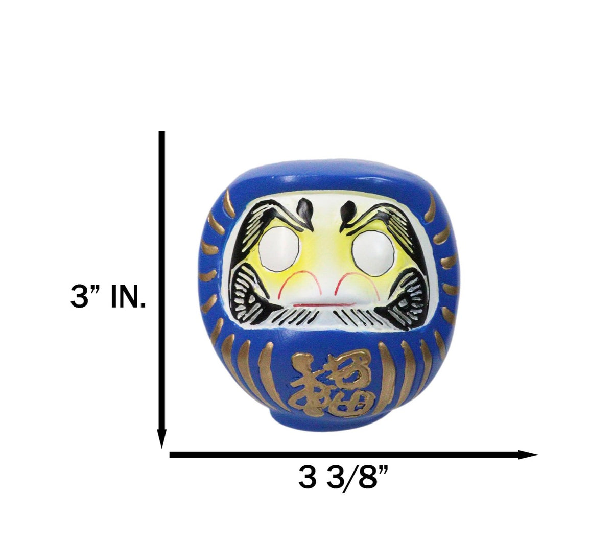 Blue Talisman of Wisdom Luck Japanese Zen Daruma Figurine With Unpainted Eyes
