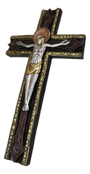 Catholic Tooled Gold Silver Abstract Passion Of Jesus Christ Crucifix Wall Cross