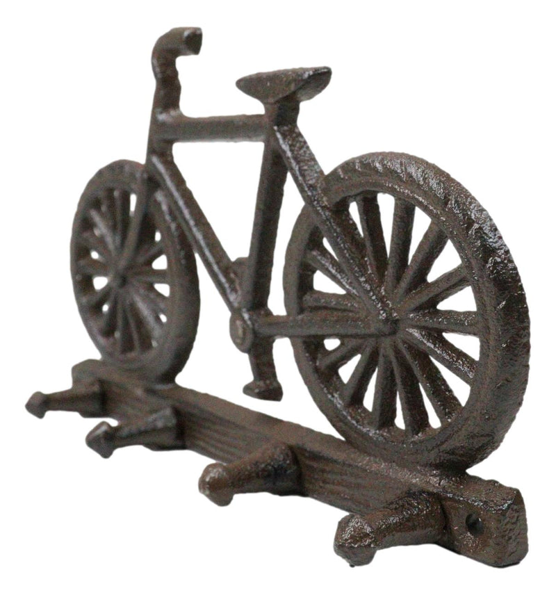 Rustic Cast Iron Hobby Pastime Bicycle Quadruple Multi Peg Wall Coat Hat Hook 8"