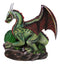 Fantasy Green And Red Volcano Dragon Guarding LED Scaled Egg Decorative Figurine