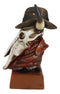 Western Cowboy Horned Cow Skull with Hat and Bandana Scarf Desktop Figurine