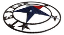 Oversized 40"D Vintage Rustic Western Texas Star Metal Wall Circle Sign Plaque