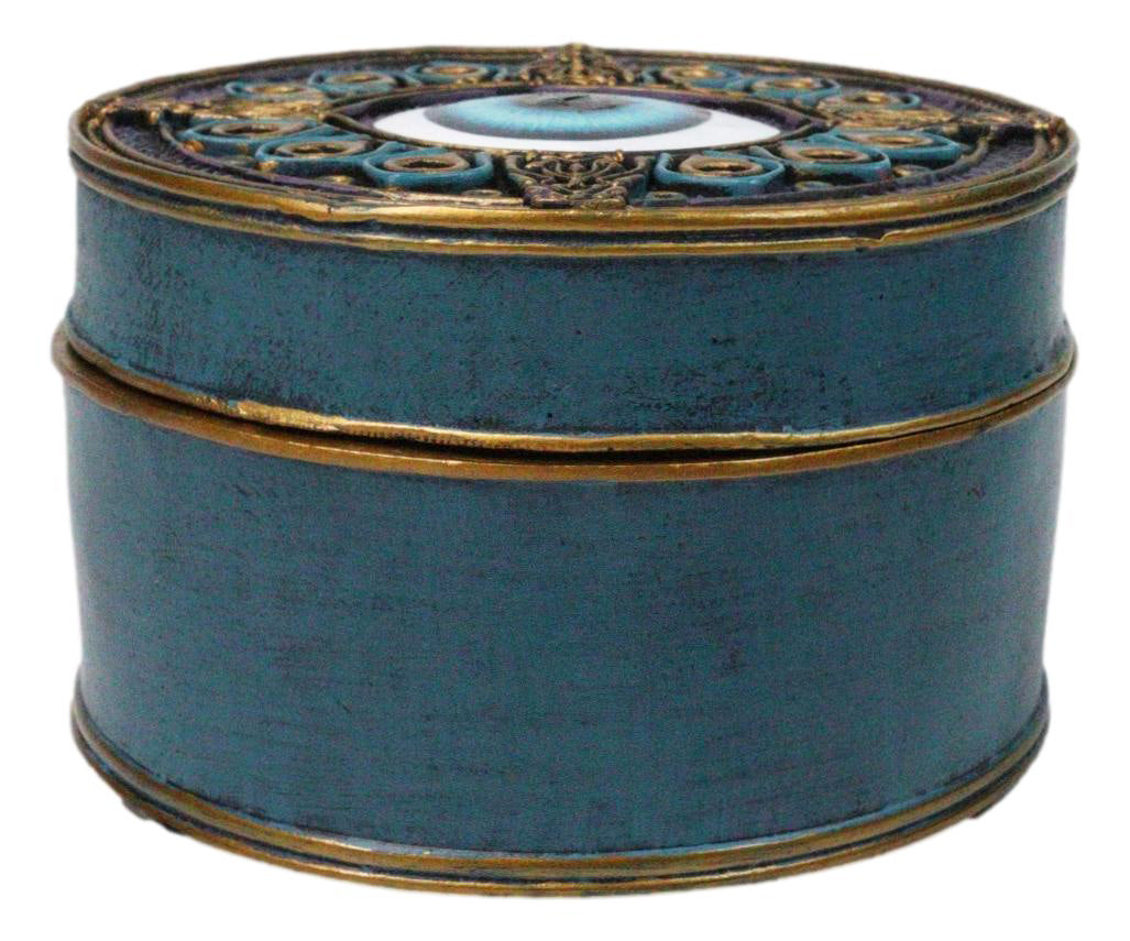 Auspicious Evil Eye With Peacock Train Sacred Compass Trinket Decorative Box