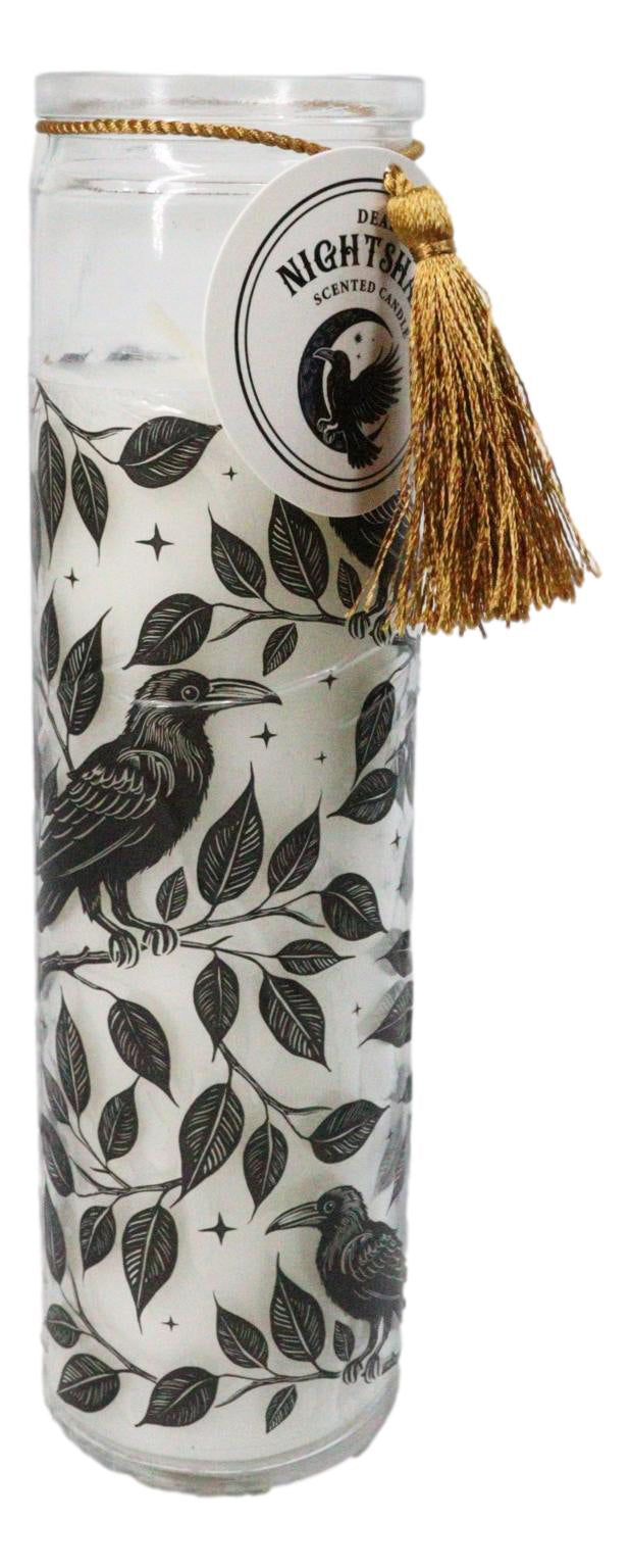 Ebros Mystic Raven Deadly Nightshade Glass Tube Candle Gothic Decor 8.25"