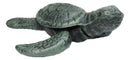 Pack Of 2 Cast Iron Green Verdigris Swimming Sea Turtle Tortoise Mini Figurines