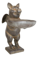 Rustic Country Angel Wings Pig Holding Trough Bird Feeder Or Bath Sculpture