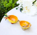 Yellow Lemon Ladybug Pewter Austrian Crystals Bejewelled Trinket Jewelry Box